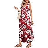 BELAROI Womens Plus Size Maxi Dress Sundress Summer Casual Sleeveless V Neck Pockets Beach Swimsuit Coverup Loose
