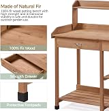 Yaheetech Garden Potting Table Wood Potting Bench Removable Sink Brown view 4