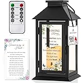 HN HAIINAA Memorial Lantern Bereavement Gifts in Memory of Loved One - Remembrance Sympathy Gifts for Loss of Mother, Father or Loved One with LED Candle and Remote