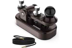 PUTIKEEG Mini Morse Radio Key CW HAM Send Telegram Double Paddle Morse Code Key with Aluminum Alloy Body Base Brown(S)