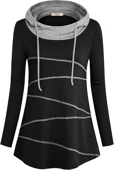 Timeson Hoodie Sweater, Women's Long Sleeve Plus Size Hoodies Cowl Neck Tunics Shirt Swing Hoody 