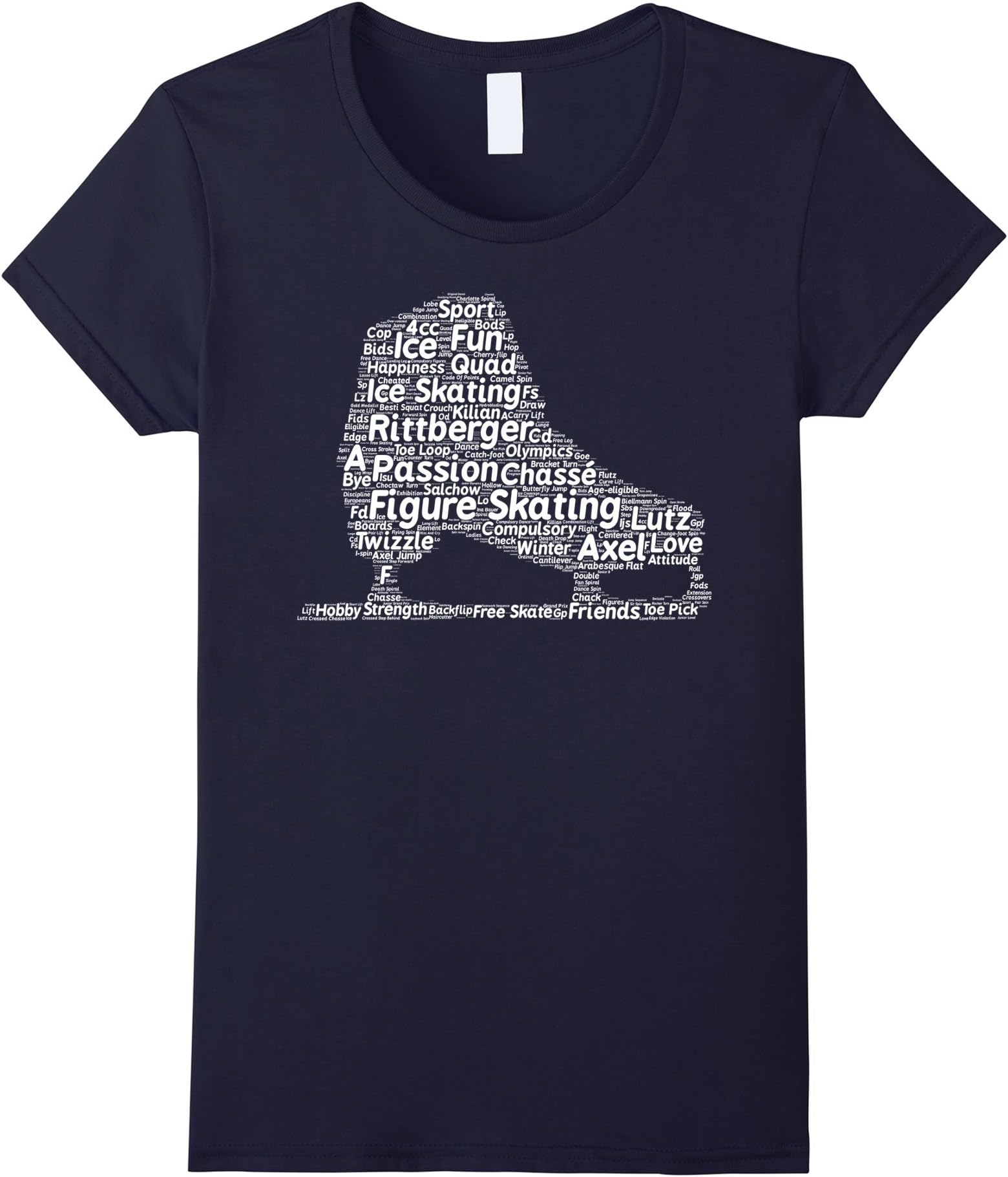 Women's Figure Skating Shirt: Ice Skater Worlds Terms Gift T-Shirt Medium Navy