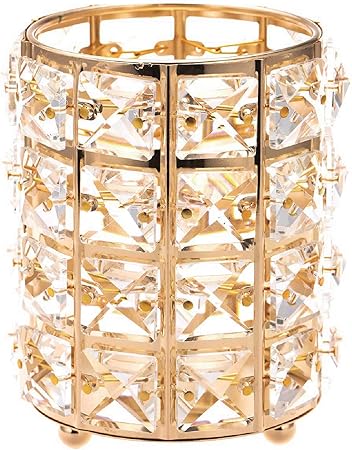 Amazon Colorfylcoco カラフィルココ コスメ収納 メイクブラシケース ブラシスタンド クリスタルブラシホルダー 化粧ブラシホルダー 円筒型 ペン立て ゴールド クリスタル メイクブラシ 卓上 収納 ゴールド Colorfylcoco カラフィルココ 化粧ポーチ メイク