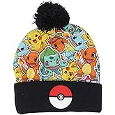 Pokemon Starters Embroidered Pokeball Cuff Beanie Cap Hat One Size Licensed New Black