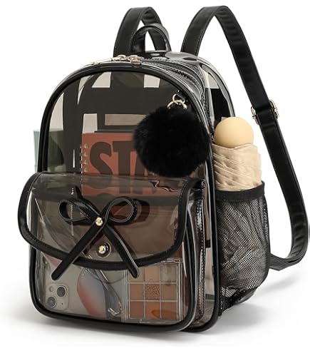 clear backpack with leather trim GzLeyigou Two Bears 14