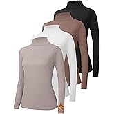 HOPLYNN 2/4 Pack Thermal Turtleneck Women Fleece Lined Turtle Neck Long Sleeve Shirts Mock Pullover Sweater Tops