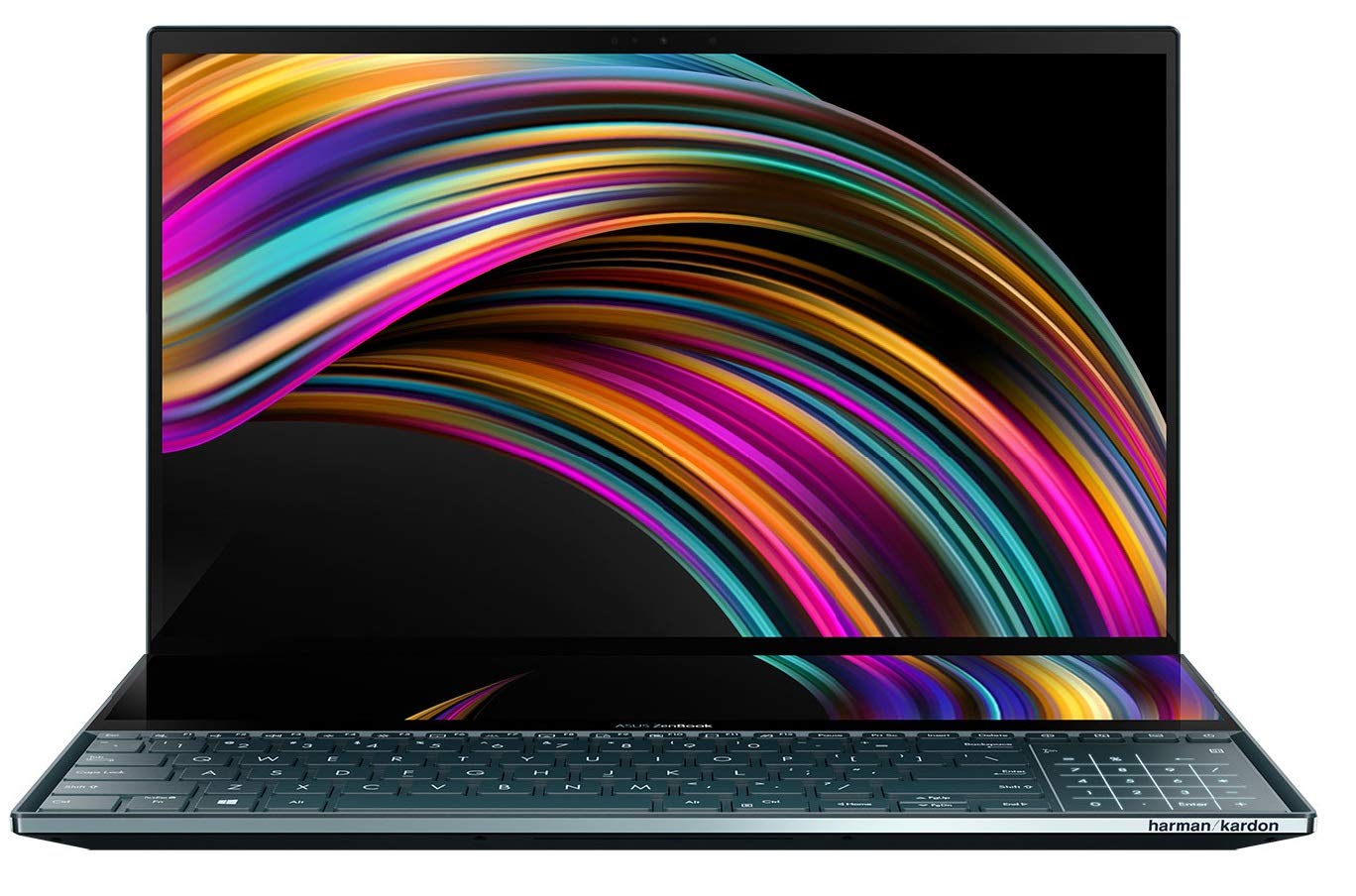 ASUS ZenBook Pro Duo UX581GV 15.6 Inch 4K Dual Touchscreen Alexa Enabled Laptop (Celestial Blue) (Intel i7-9750H, 512 GB PCI-e SSD, 16 GB RAM, NVIDIA GeForce RTX 2060 6 GB Graphics, Windows 10), UX581GV-H2004T