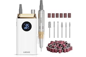 AIRSEE Professional Portable Nail Drill 35000RPM,Rechargeable Cordless Nail Drill for Manicure Salon Home, Eletric Nali E File for Acrylic Nails Gel Polishing Removing, EW4 White
