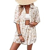 LY VAREY LIN Women's Summer 2 Piece Beach Outfits Printed Casual Lounge Tracksuit Sets