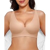 Popilush Wireless Bras Women Seamless No Underwire Push Up Bra Supportive Deep V Bralette Everyday Comfortable T-Shirt Bra