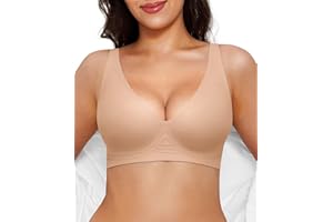 Popilush Wireless Bras Women Seamless No Underwire Push Up Bra Supportive Deep V Bralette Everyday Comfortable T-Shirt Bra