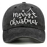 Wodeal Merry Christmas Baseball Cap with Gift Box for Women Men, Adjustable Embroidered Red Xmas Hat