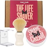 Men Rock The Life Shaver Essential Shaving Kit - Black Pomegranate - Beard Care Kit for Men - Shaving Cream, Synthetic Brush - Mens Face Care - 3 Pc