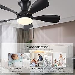 FUMLTP 33In Black Low Profile Ceiling Fans with
