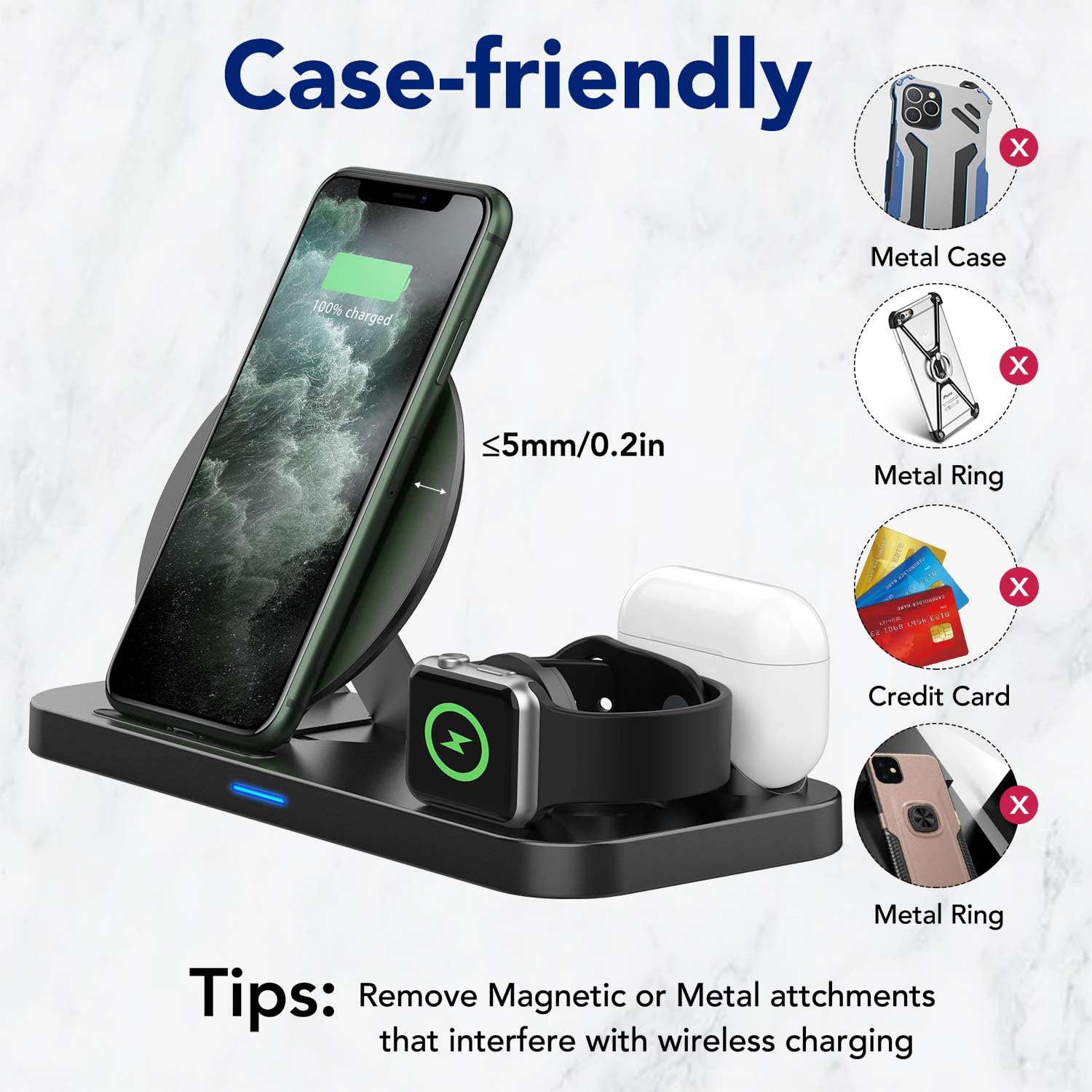 [Latest 2020] Wireless Charger, 3 in 1 Qi-Certified Wireless Charging Station for AirPods Pro Apple Watch SE/6/5/4/3/2/1,Fast Wireless Charging Stand Dock for iPhone 11 Pro/11 Pro Max/XS Max/XR/X