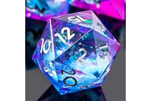 YEMEKO Single Liquid Core D20 Dice - 22mm, 20 Sided D&D Dice for Dungeons and Dragons, RPG, Roleplaying Games MTG Table Games, Handmade Polyhedral Dice with Resin Sharp Edge