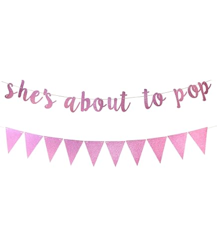 TENNYCHAOR "She's Ready To Pop" Baby Shower Banner – Glitter Party Sign For Gender Reveal Or Birthday (Black) - View #2