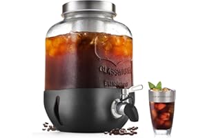 DAILYBREW Cold Brew Coffee Maker, 1 Gallon Iced Coffee Maker With Stainless Steel Filter, Heavy Duty Glass Cold Brew Pitcher With Stainless Steel Spigot, Mason Jar Cold Brew Coffee Maker Fast Iced Tea Maker