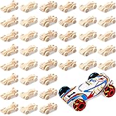 Lenwen 48 Pcs Wooden DIY Car Toys for Party Unfinished Wooden Cars, Wood Truck Wood Graffiti Toy Truck and Crafts DIY for Students Girls Boys Activities Craft Projects Woodworking