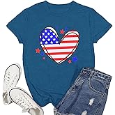 Ascrazy USA Shirt for Women 4th of July Shirts American Flag T-Shirt Patriotic Tee Top