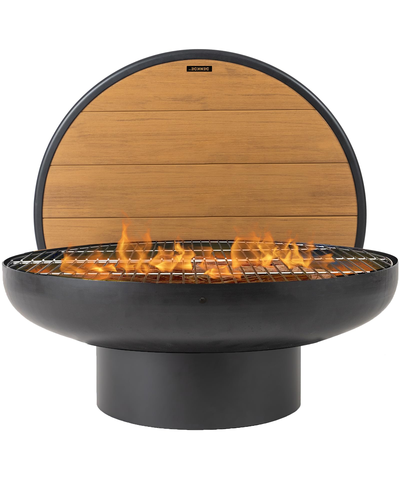 Photo 1 of DENKOE 32 Inch Round Fire Pit Table with Fire Pit Grill, Extra Thick, Heavy Duty Fire Bowl, Deep Outdoor Firepit, Wood Burning Firepits for Outside Patio, Backyard Fire Pits, Large BBQ Pit