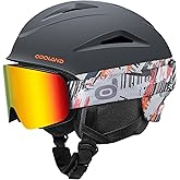Odoland Ski Helmet, Snowboard Helmet with Ski Goggles for Adults and Youth, Audio Compatible, Shockproof, Windproof, Safety Snow Sports Helmet and Protective Glasses for Men Women
