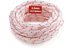 Klfte Recoil Starter Rope Pull Cord 3.5mm 12-Meter/40ft for Lawn Mower, String Trimmer, Chainsaw, Weed Eater, Generator - Red