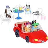 Bluey Escape Convertible Toy Car, 4 Figures &amp; 9 Accessories | 3in articulated Cupcake Bluey, Chilli, Bandit &amp; Jerry Lee figures; toddler toy for kids ages 3+