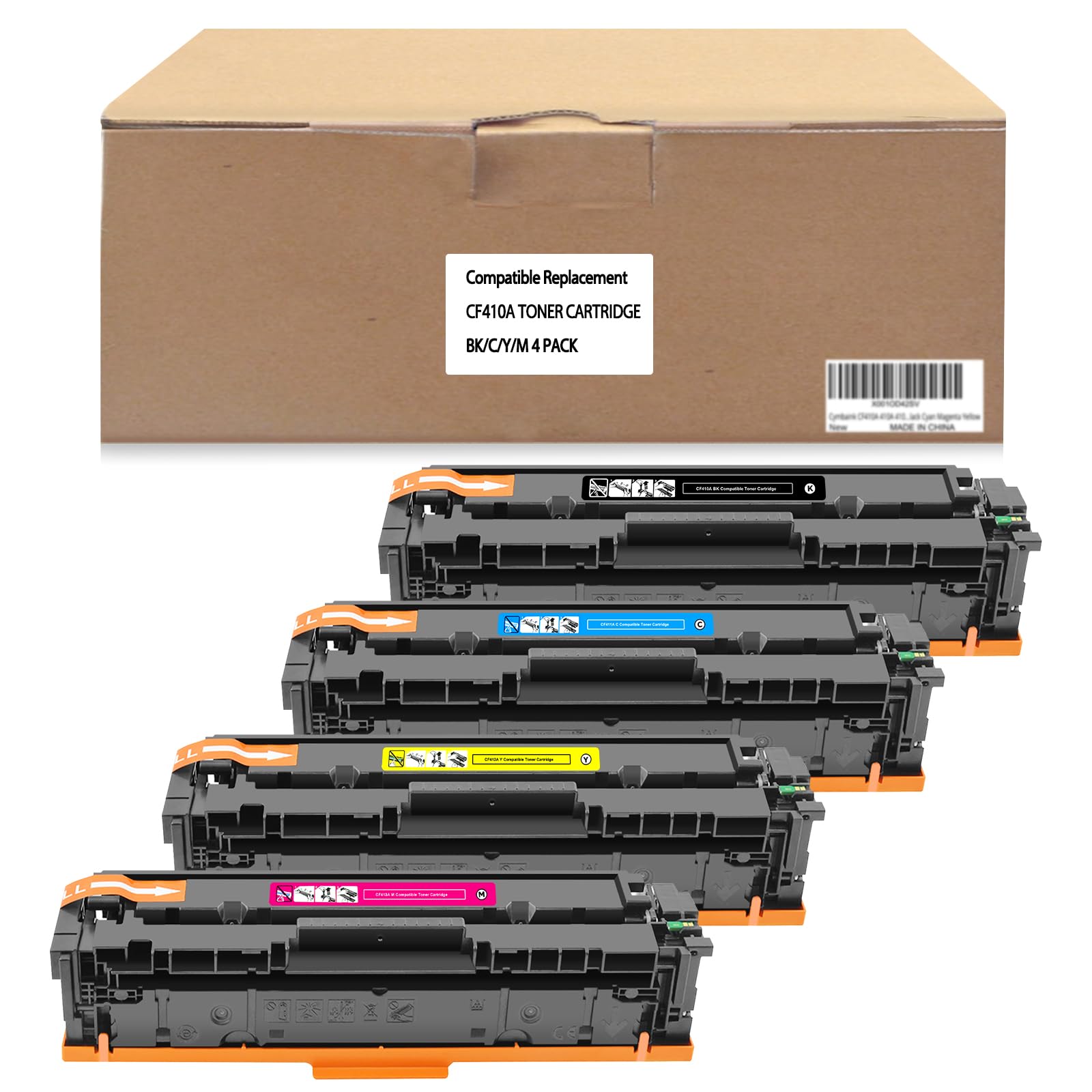 CYMBAINK Compatible CF410A 410X CF411A CF412A CF413A Toner Cartridge Compatible for HP Color Laserjet Pro MFP M477fdw M477fdn M452nw M477dw M477nw M377dw M452dn M452dw 4-Pack BK/C/Y/M