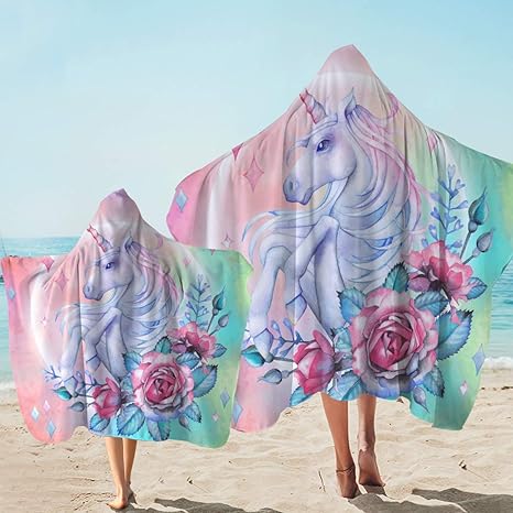 unicorn hooded beach towel