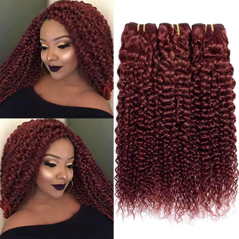 Brazilian Hair Kinkly Curly Brazilian Virgin Burgundy Curly Human Hair Bundles Red Kinky Curly Hair Bundles Burgundy Curly Hair Bundles Human Hair Bundles 33#(10"12"14")