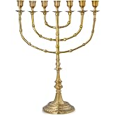 6529 16" Salomon's Menorah Handmade Candle Holder, Jewish Candelabra Made of Solid Brass - Authentic Design