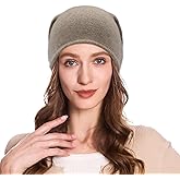 ZLYC Women Cashmere Blend Slouchy Beanie Hat Seamless Knit Winter Skull Cap
