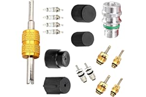 Downhill 16 PCS Air Condition Valve Core Kit, R134A A/C Ducts Pressure Caps and Service Valves, Universal AC System Charging Port Maintain Accessories, for Most Cars, Trucks, SUVs (Black)