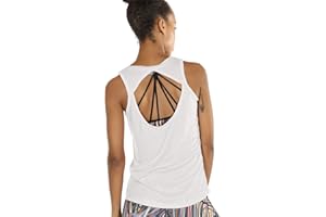 icyzone Women's Lightweight Breathable Open Back Workout Athletic Yoga Tank Tops