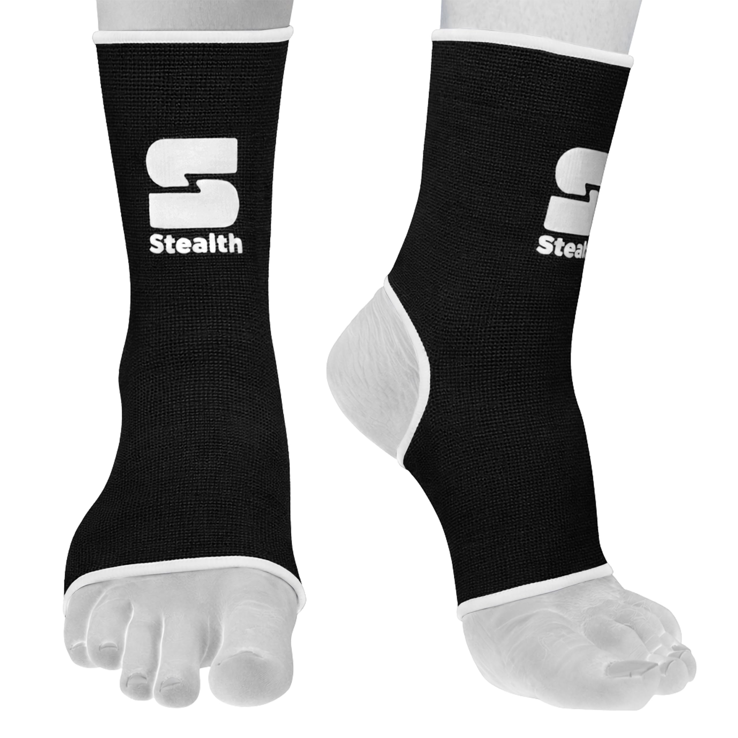 Stealth Sports Ankle Support |Durable Compression Ankle Support for MMA, Muay Thai, Kickboxing, and Gym Training | Flexible, Breathable, and Non-Slip Design for Maximum Stability (Black, L/XL)
