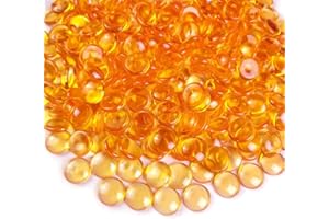 HappyFiller Fall Decoration 630 PCS Decorative Bright Orange Color Acrylic Gems Flat Marbles Stone 0.6 Inch Fake Gemstones for Vase Fillers,Arts Crafts,Party Confetti,Home Accents,Kitchen Decor