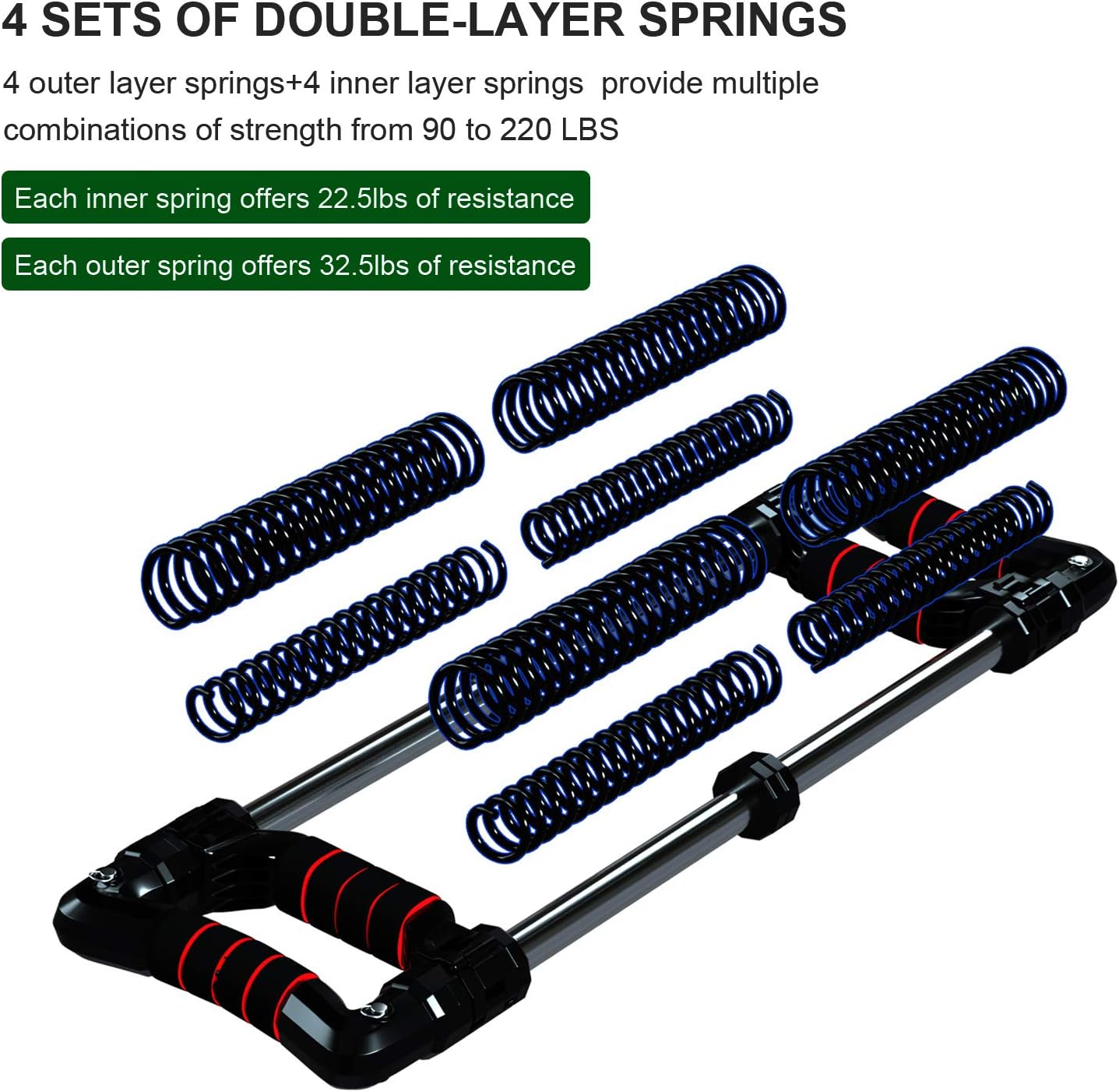 Push Down Bar Machine Home Workout Equipment for Upper Body Workout Chest Arm Fitness Pectoralis Deltoid Training Muscle Shoulder Strengthener 70-220LBS Double-layer Spring Resistance Exercise Gym Kit : Sports & Outdoors