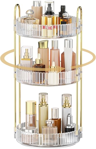 Mokani 360 Rotating Makeup Organiser 3-Tier Spinning Cosmetic Stand