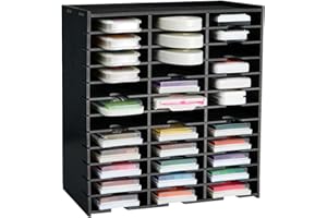 Krafetto Ink Pad Storage Rack, 36 Grids Stamp Pad Organizer Holder Compatible with Stampin Up, Ranger Ink Pads, Black