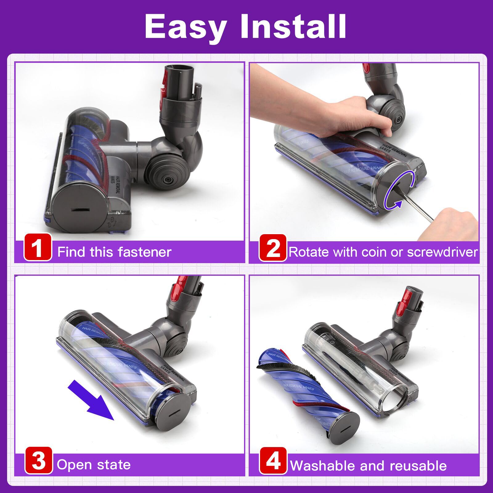 Lemige V8 V11 Vacuum Head Replacement for Dyson V7 V8 V11 V15 Animal V10 Cyclone Cordless Vacuum Cleaner, Upgrade Quick Release Motor-Head Brush Roller