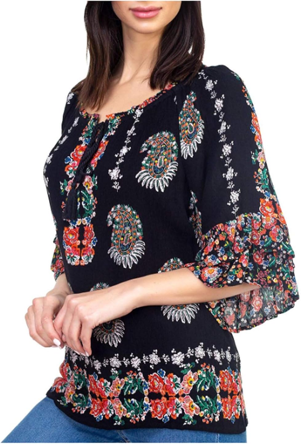 bila double sleeve ruffle blouse