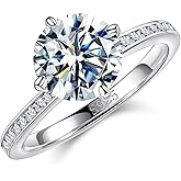Ritach Moissanite Rings for Women - S925 Sterling Silver 2CT D Color VVS1 Clarity Round Brilliant Cut Moissanite Engagement Ring Wedding Promise Rings for Her Engagement Anniversary Birthday Gifts