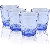Ulable Plastic Glassware Tumbler Dishwasher Safe, Set of 4 Unbreakable Drinking Glasses, 10.5oz Reusable Acrylic Cups for Everyday Use (Blue)