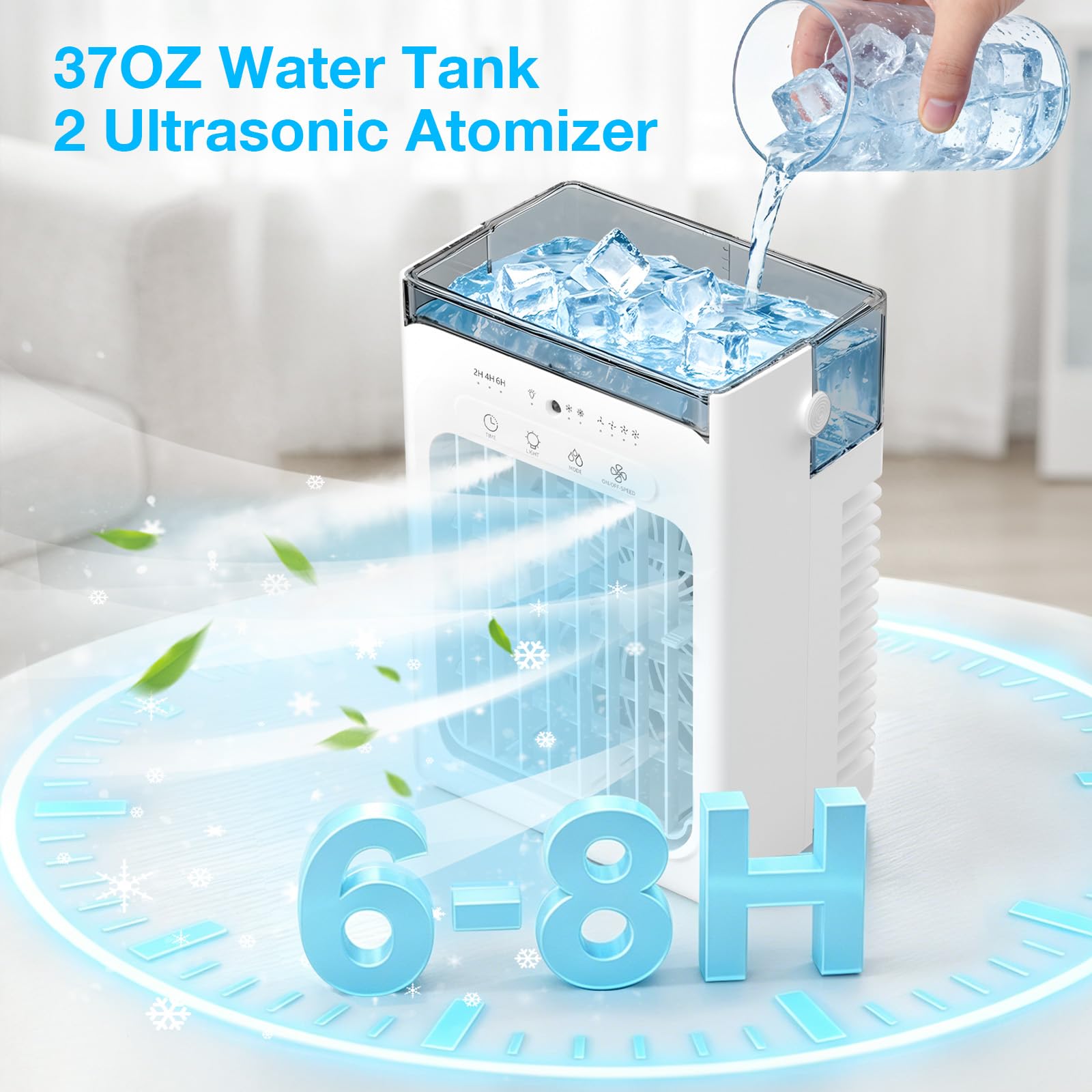 Condition photo showing New/Like New for portable air conditioners, 3-1 mini ac unit with remote, 4 speeds small air cooler with 2 mist modes