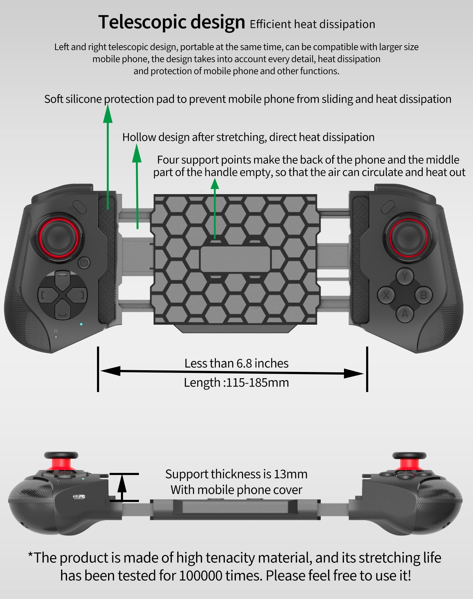 Joso Mobile Game Controller for iPhone, Android, PC, Steam, Direct Play, 15 Hours Playtime, Phone Controller Gamepad Joystick for iPhone 14 13 12 Pro Max, Galaxy S23 S22 Ultra, iPad, Tablet, MFi Games