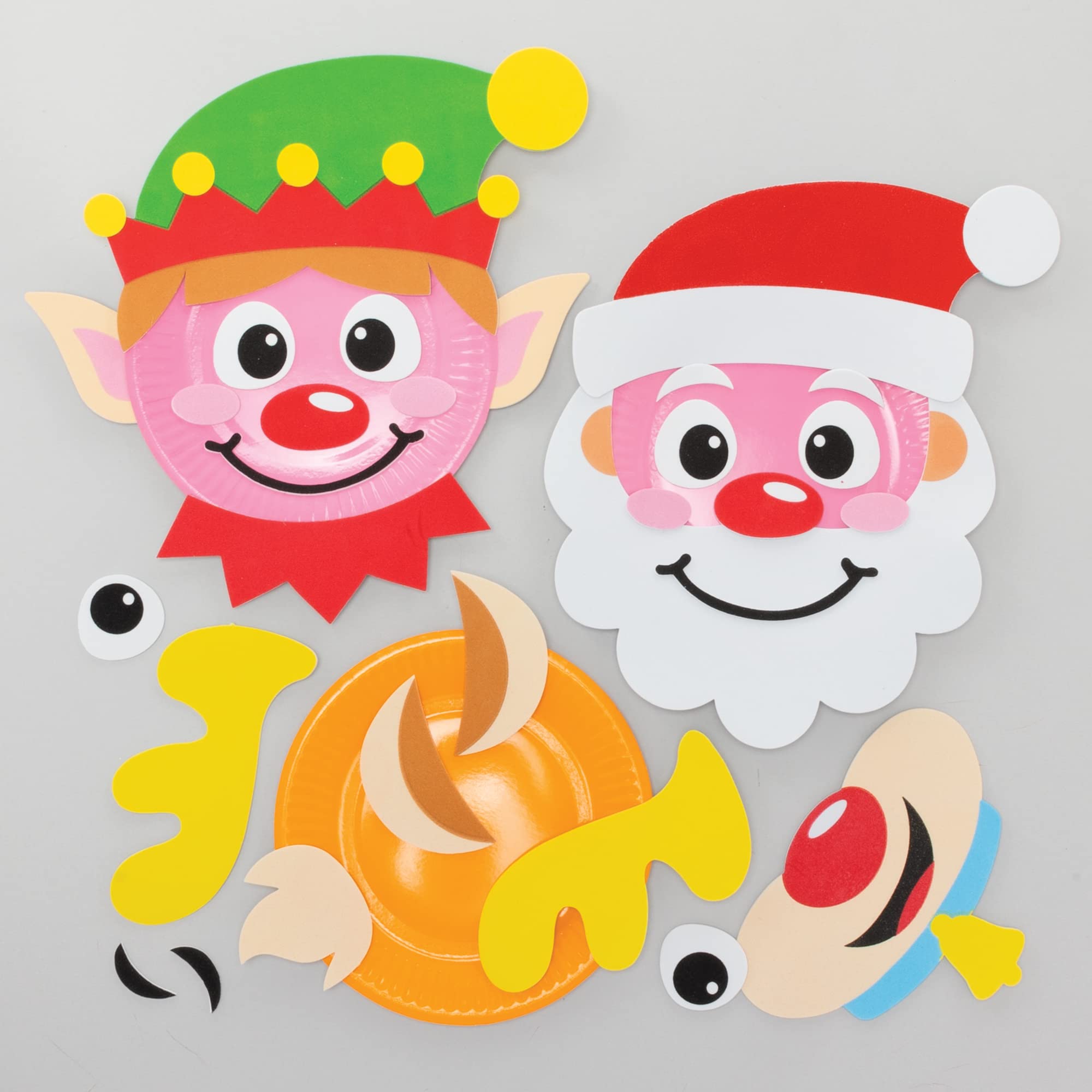 Baker Ross FE998 Christmas Craft Plate Kits - Pack of 4, Make Your Own Christmas Decorations for Kids, Christmas Arts and Crafts for Kids to Personalise