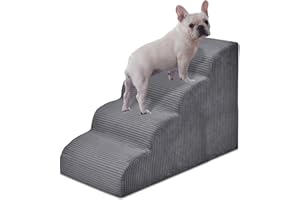 Yiruka Dog Steps for Small Dog, 4-Step Pet Ramp and Stairs for High Beds and Sofa, Non-Slip Pet Stairs for Small Dogs and Cats, Removable and Easy to Clean Pet Bed Stairs, Dark Gray