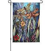Dragonfly Flower Garden Flag Vertical Double Sided Outdoor Yard Flags 12.5x18 Inch Burlap Banners Vertical Double Sided for Outdoor Decor Lawn