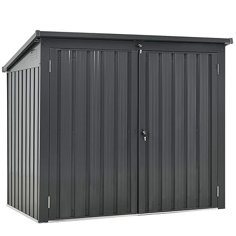 Juskys Mülltonnenbox Genk 1,6m² grau - Mülltonnenverkleidung aus Metall mit 2 abschließbaren Türen